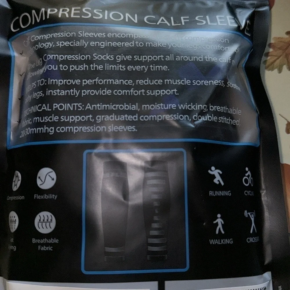 Compression sleeve for calves NEW muscle support calf unisex PowerLix one pair